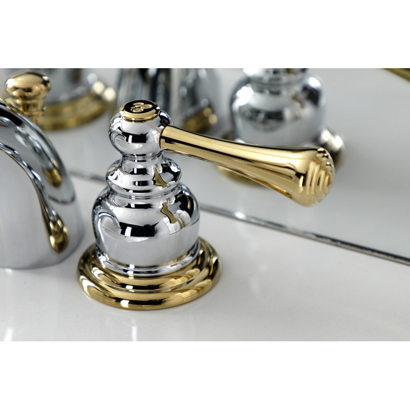 Kingston Brass Vintage Two-Handle 3-Hole Deck Mount Mini-Widespread Bathroom Faucet with Plastic Pop-Up