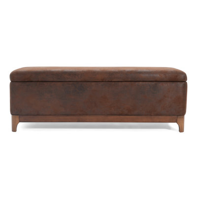 Lyndes Contemporary Storage Ottoman With Lift-Top And Scandinavian Wood Legs