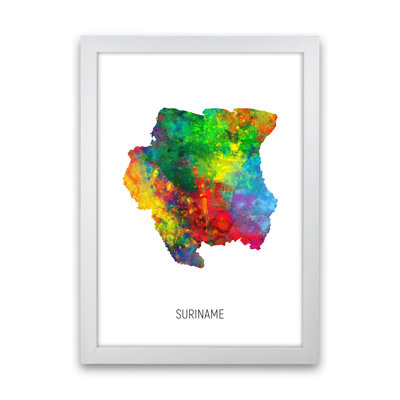 Suriname Watercolour Map by Michael Tompsett - Print