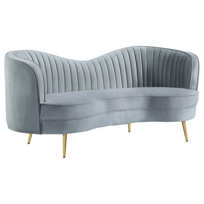 Grey And Gold Upholstered Loveseat