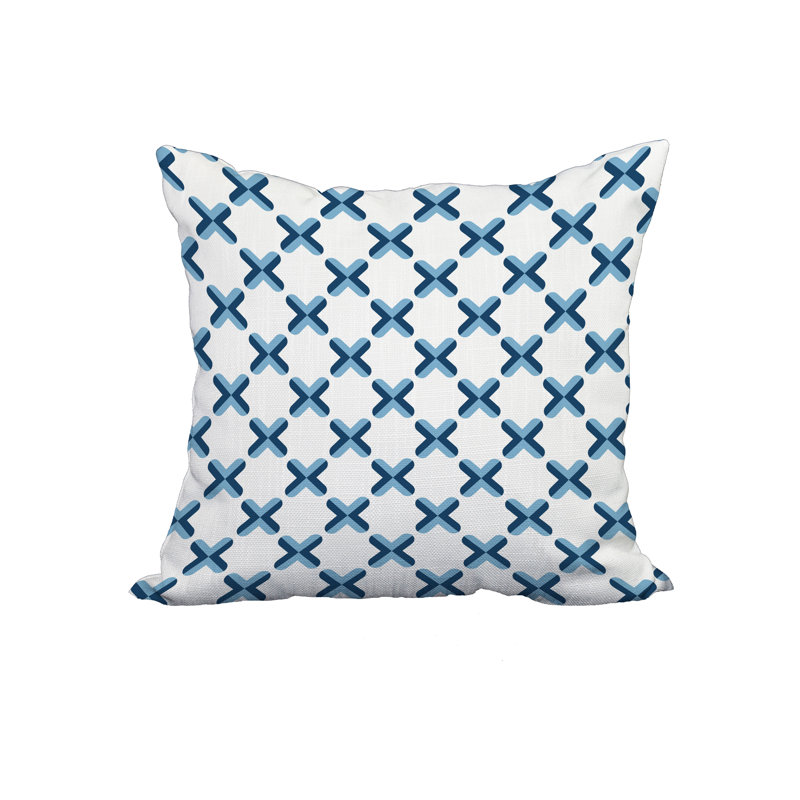  Housse de coussin en coton imprimé, 18 po x 18 po, Bleu
