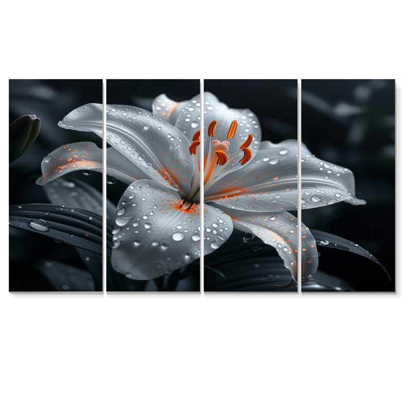 «White Garden Lily Crystal» - ensemble d'art mural lys, H 28 po x l 48 po