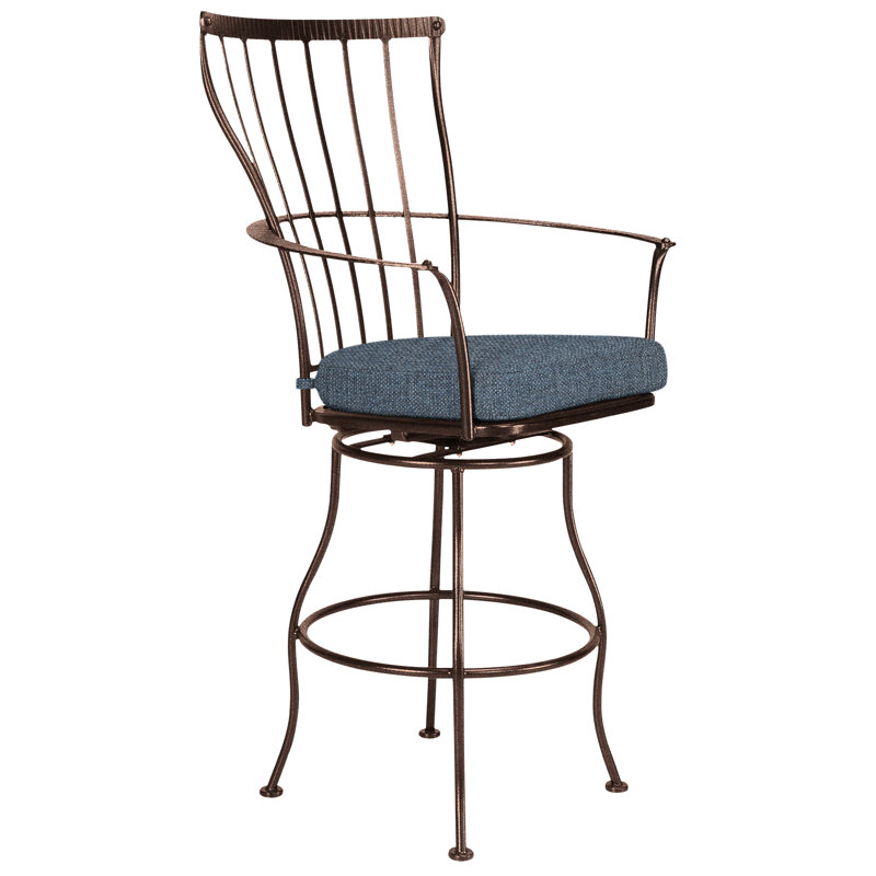 Monterra Outdoor Swivel Bar Stool, Flagship Stone Sunbrella®, Copper Creek, 27.25''