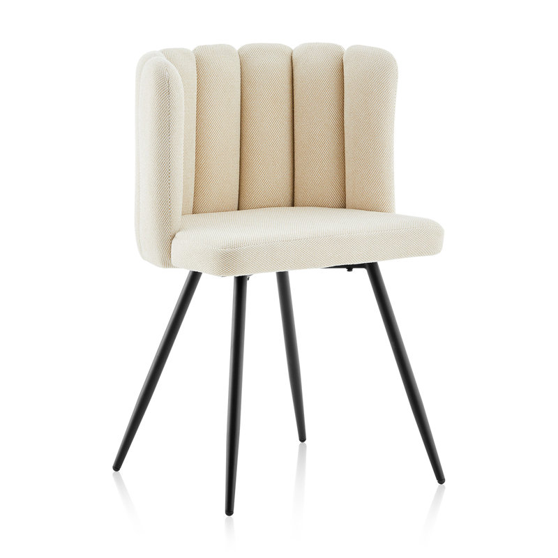 1Er Set Dining Chair,Fabric Lounge Chair, Beige Fabric