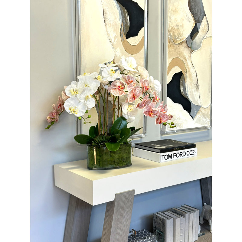 Orchid Arrangement in Glass Vase with Moss