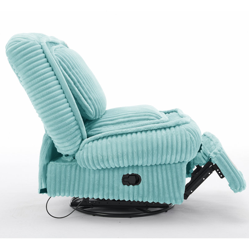 Chaise berçante pivotante rembourrée, Velours côtelé bleu / polyester