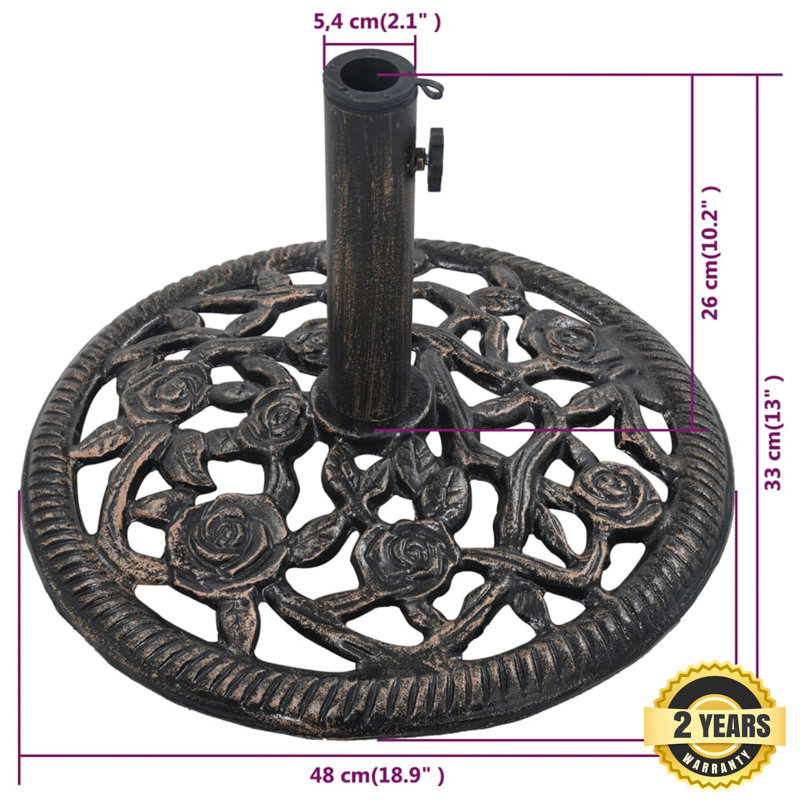 Laurita 12.06kg Cast Iron Free Standing Umbrella Base, Brown