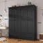 Armoire penderie en bois 4 portes avec 2 tiroirs-453286221