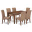 Ensemble de table de salle à manger moderne 7 pièces composé d'une table rectangulaire en bois et de 6 chaises parsons revêtues de tissu de lin brun, 36 x 60 pouces, acajou-144530162-144530163-230443951