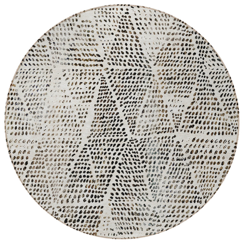 Tapis d'intérieur rond 8 po à motif géométrique lavable