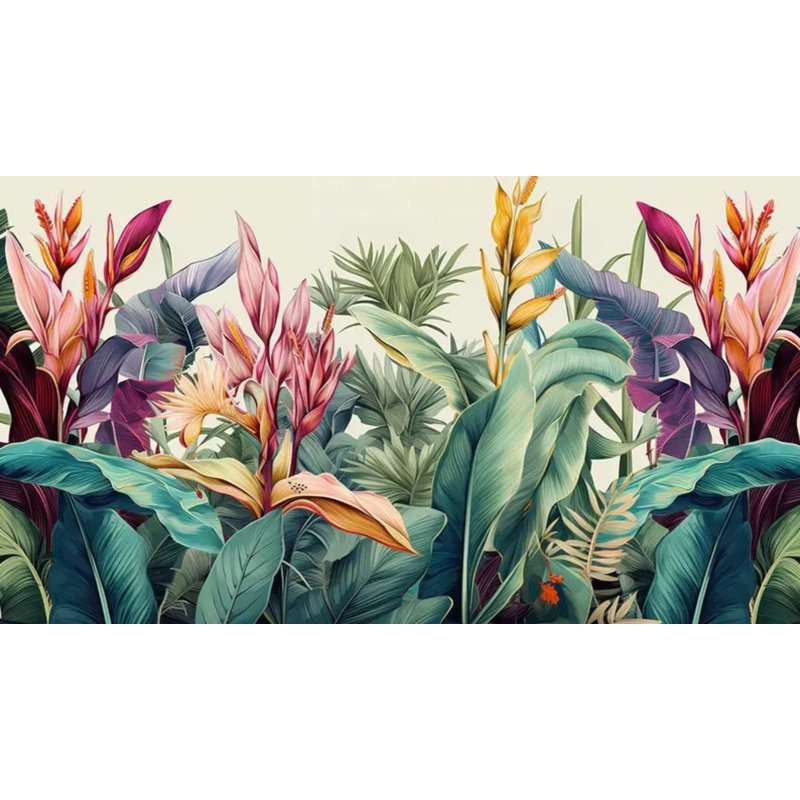 Murale de jardin tropical botanique, L 108 po x l 96 po