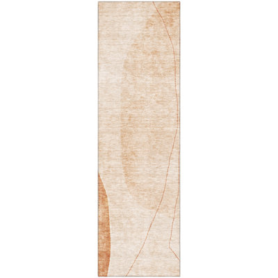 Premium Machine Washable Prisco Terracotta Rug
