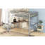 Lit mezzanine argenté en métal avec bureau et tablette - construction robuste, aucune étagère à sommier requise