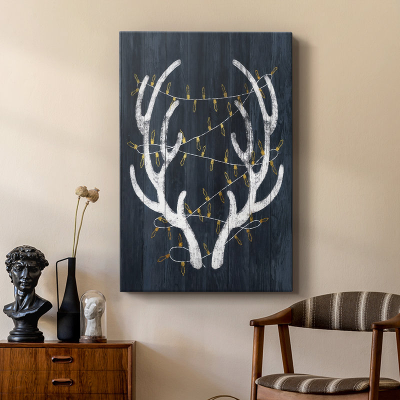 Antlers & Lights -Custom Wrapped Gallery Cavas, 18" H x 12" W