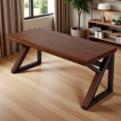 Bureau extra long en bois massif, bureau épaissi, bureau double pour deux personnes pour le bureau personnel, bureau d'ordinateur long en bois, table d'écriture pour le bureau