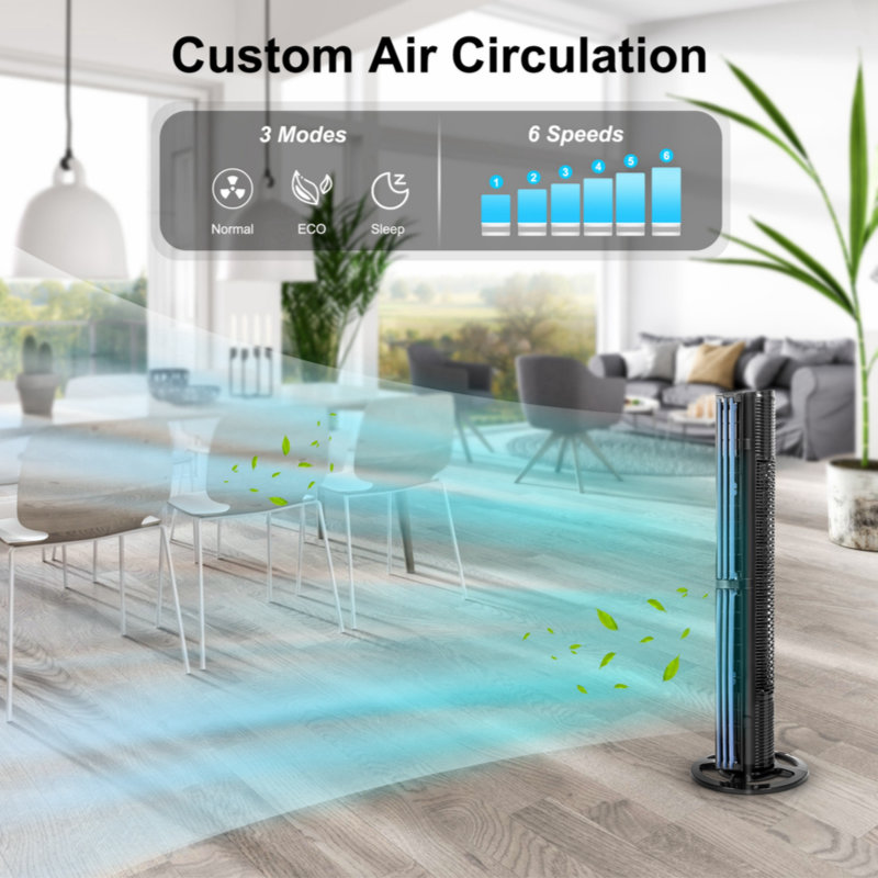 40 Inch Bladeless 60 Degree Oscillating Tower Fan With Aromatherapy Diffuser And Insertable Remote, Features With 38Db Low Noise Operating, 15H Timing, WIFI Control, Black