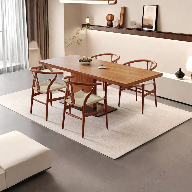 Solid wood ash dining table set, 29.53"H x 55.12"L x 27.56"W
