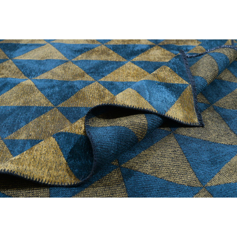 Rapture Geometric Area Rug in Gold/Teal Blue, Rectangle 7'10" x 11'2"
