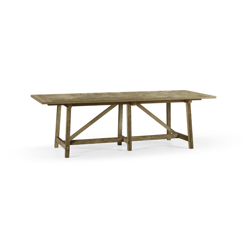 Sidereal Extendable Oak Solid Wood Dining Table, Stripped Brown Chestnut