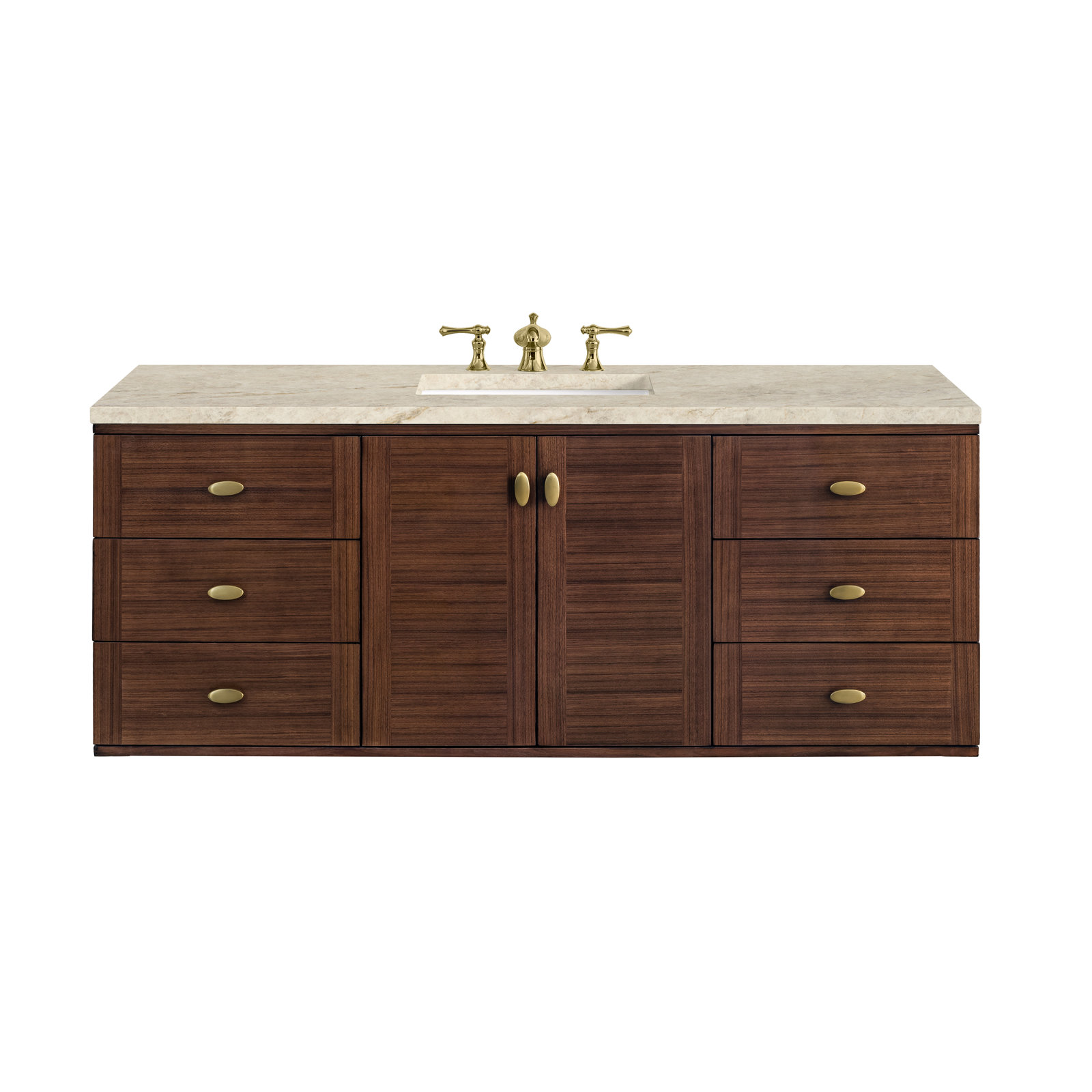 Aliza 60" Carrara Marble Single Bathroom Vanity, Tajnar Eclos, 8" Widespread