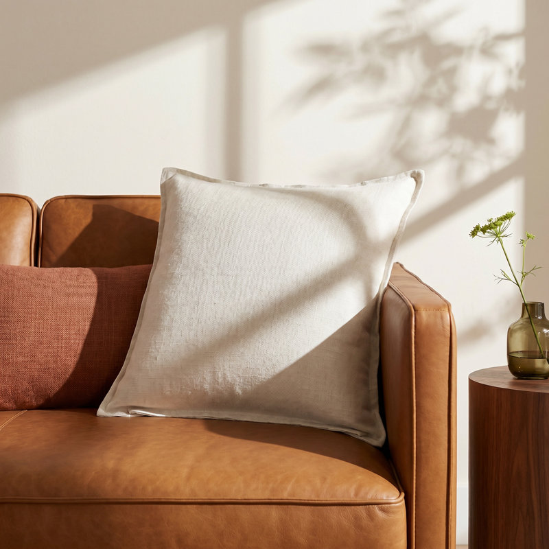 Coussin décoratif en lin 22 po Avey, Housse de coussin seulement - sans coussin