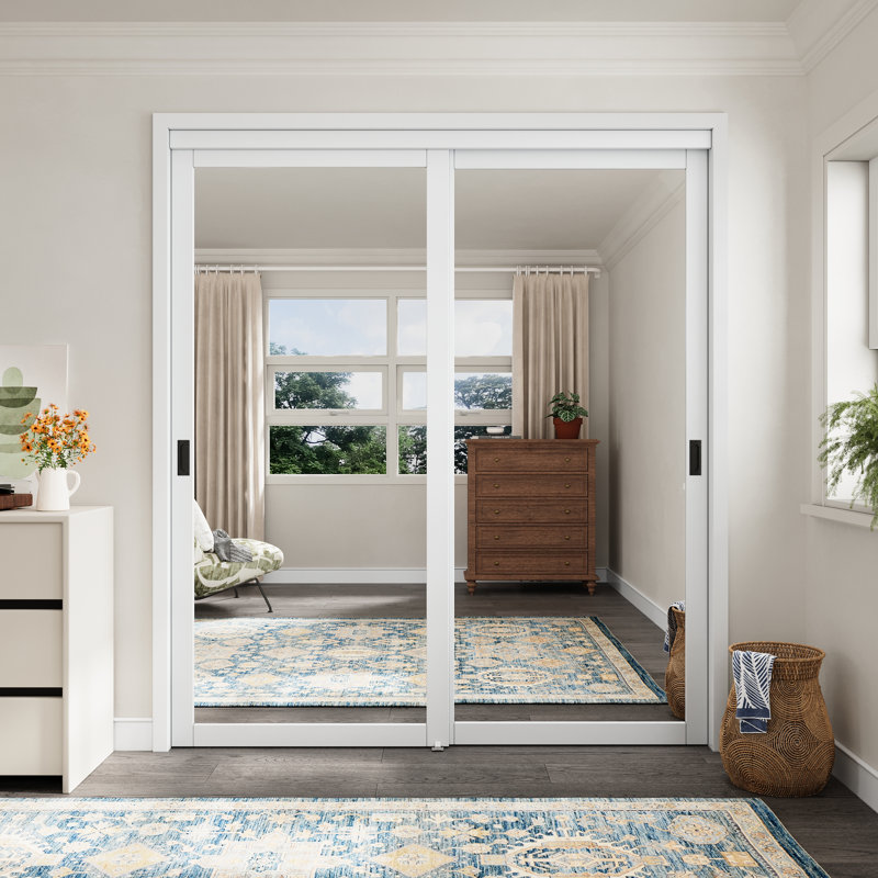 Portes coulissantes pour garde-manger et garde-robe 72 po x 80 po avec trousse de quincaillerie et poignée, sans assemblage