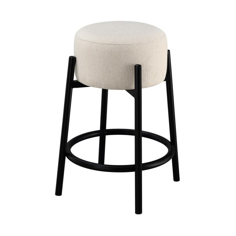 White Metal Backless Contemporary Counter Stools, Set of 2