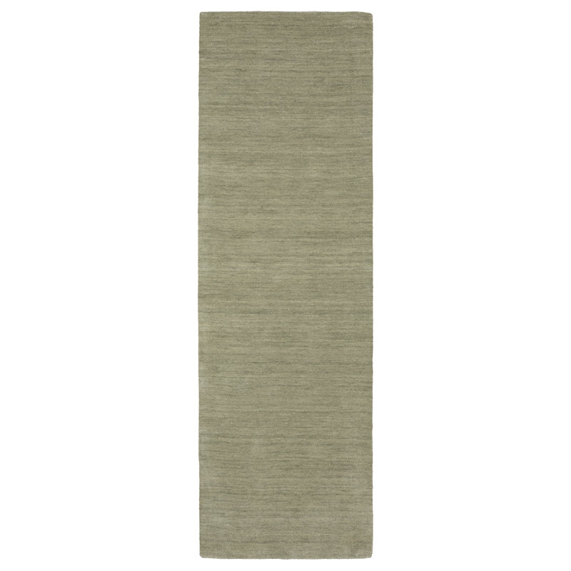 Tapis en laine vert sauge Radel, Tapis de couloir 2 pi 6 po x 8 pi