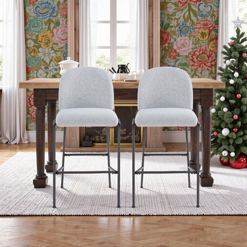 Ensemble de 2 tabourets de bar rembourrés avec structure en métal