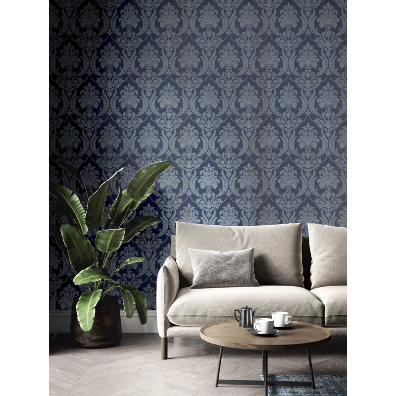 Italian Style Classic Floral Damask Wallpaper Roll, White