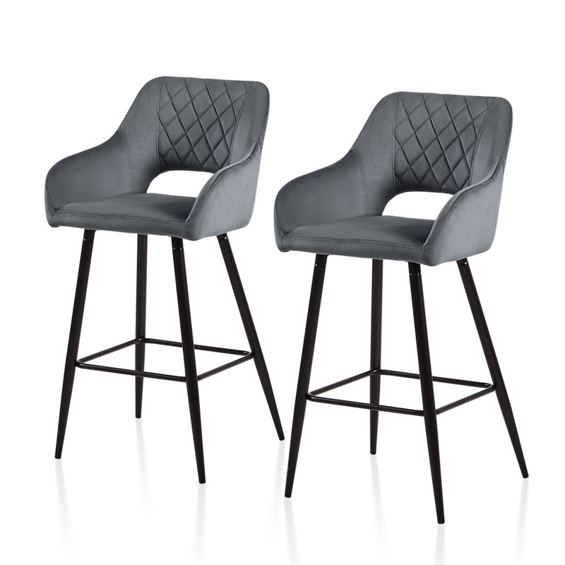 Candace Upholstered Counter Stool with Metal Frame, Grey