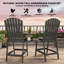 Ensemble de 2 tabourets de bar Adirondack avec dossier haut et tablette, gris