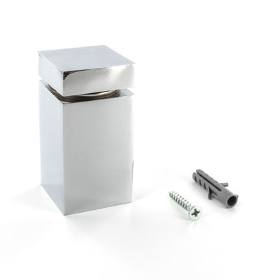 Sign Standoff 1-1/4" Square X 2" Barrel Length Polished Chrome Finish Euro Square Easy Fasten Standoff Pack Of 4 By Outwater