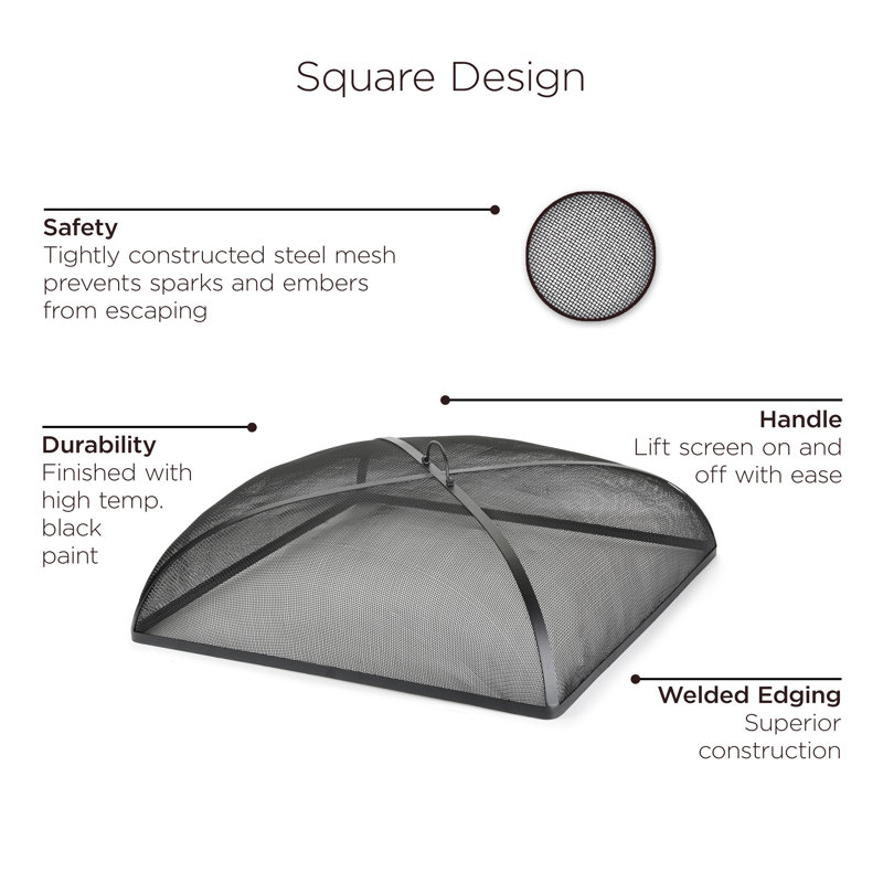30'' Black Powder-Coated Steel Square Spark Screen