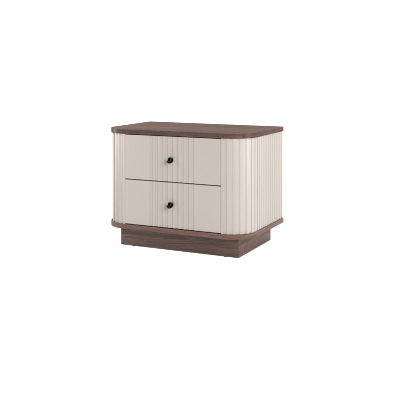 Vesper 56cm W Manufactured Wood Bedside Table, Brown/Beige/Black