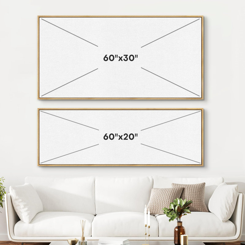 «Minimal Botanical Minimalist Pine Tree Silhouette», reproduction encadrée sur toile, H 30 po x l 60 po, Naturel