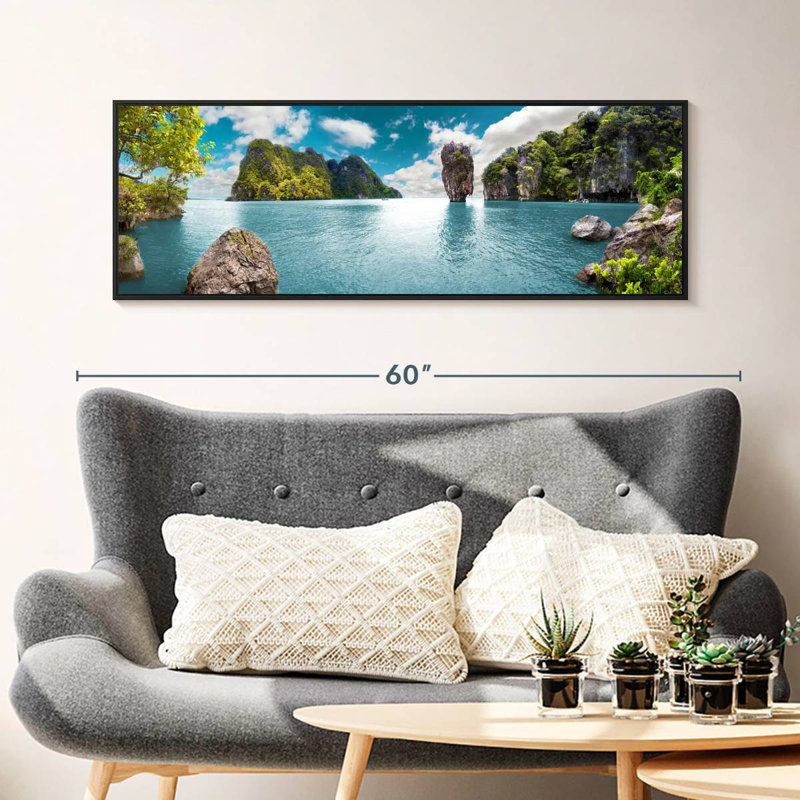 Iconic James Bond Island, 46 po x 16 po, Cadre flottant noir