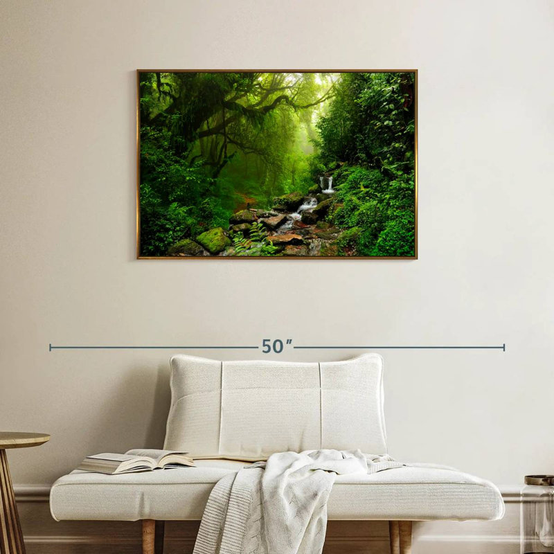 Ruisseau de forêt, Cadre flottant doré, 37 po x 25 po