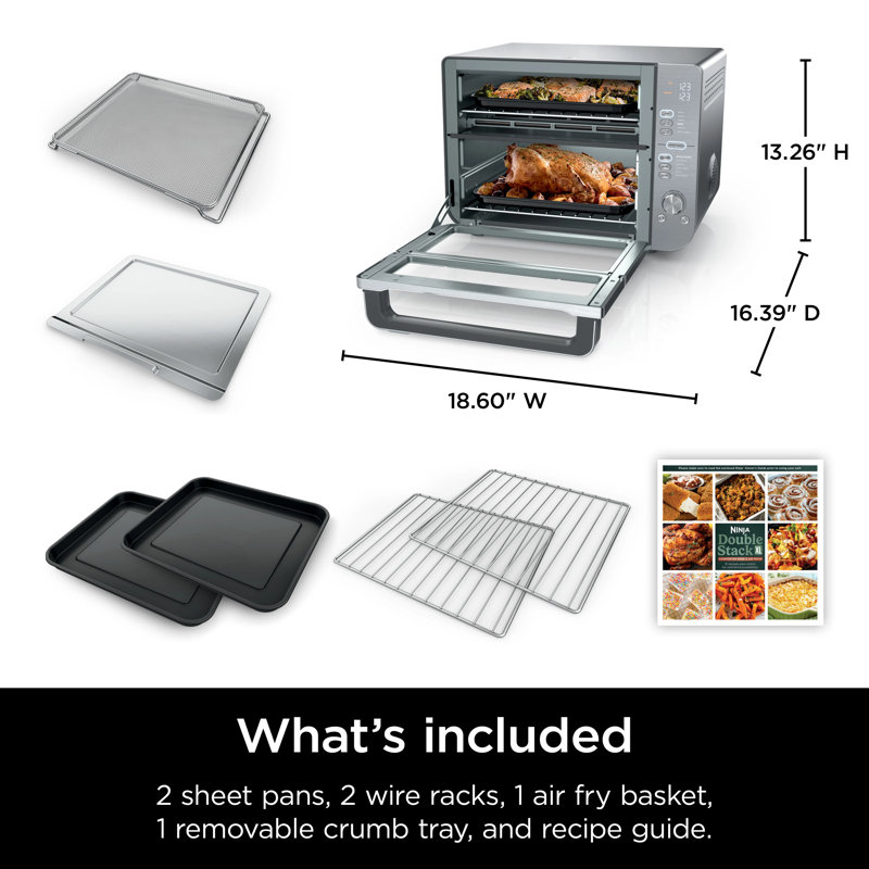 Ninja 12-in-1 DoubleStack XL Countertop Oven and Air Fryer, SmartFinish with DualZone technology, DCT601