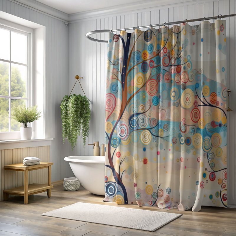 Rideau de douche Cheerful Pine, H 74 po x l 71 po