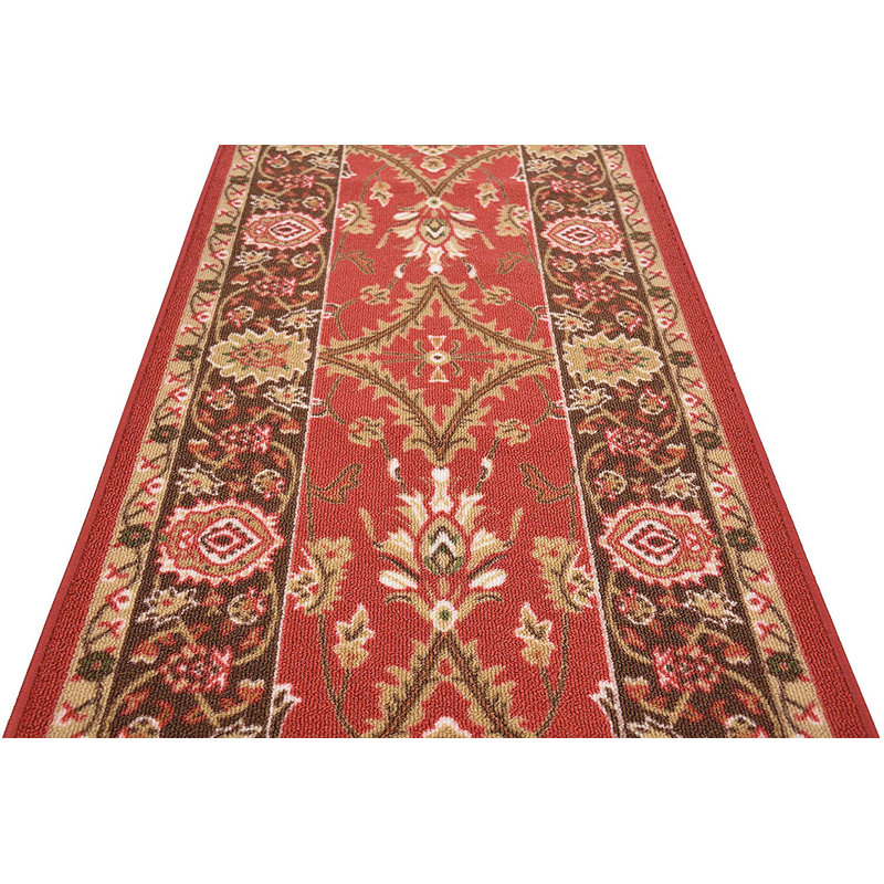 Tapis de couloir antidérapant de taille personnalisée rouge Mahal, Tapis de couloir 2 pi 2 po x 14 pi
