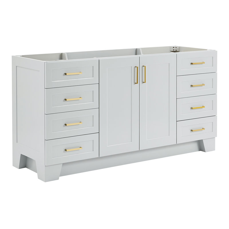Meuble-lavabo simple en bois massif gris Freitas, Gris