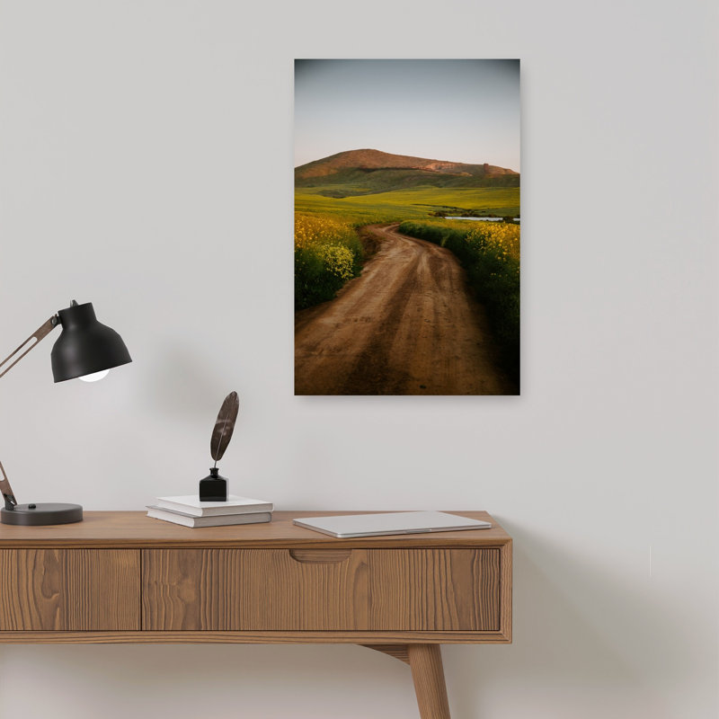 Winding Country Road Peaceful Serene Tranquil Landscape Mountain Wall Art Print 1 Piece Wrapped Canvas Wall Art