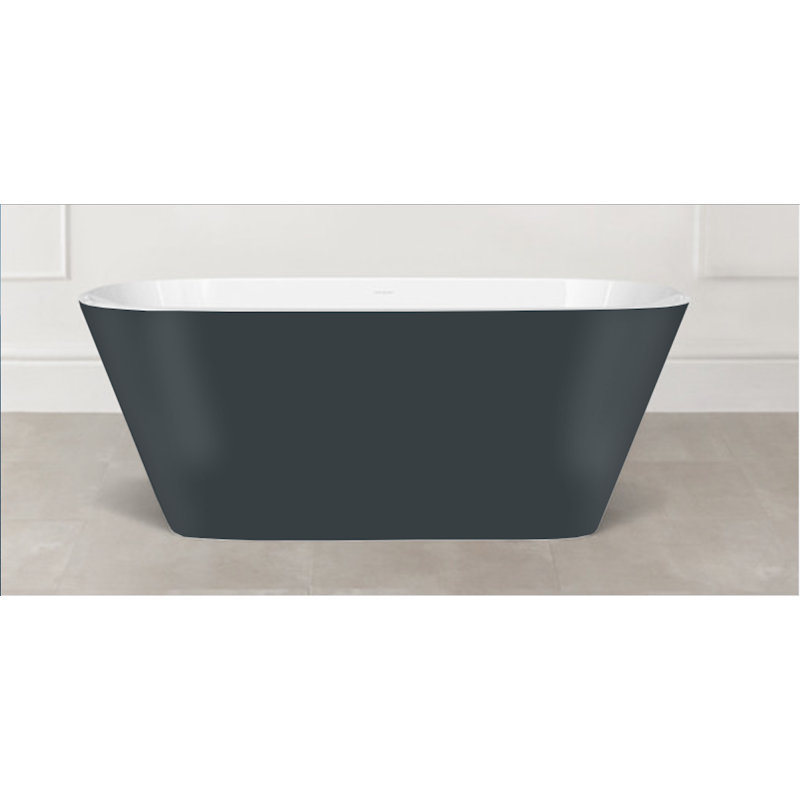 Painted Vetralla 58-3/4" X 29-2/8" Freestanding Soaking Bathtub In Volcanic Limestone With No Overflow Hole