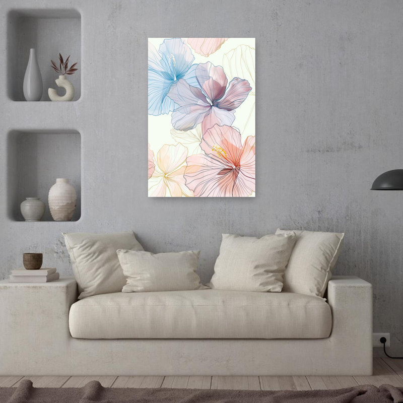 Hibiscus éthéré pastel abstrait hibiscus éthéré délicat, 36" H x 24" W