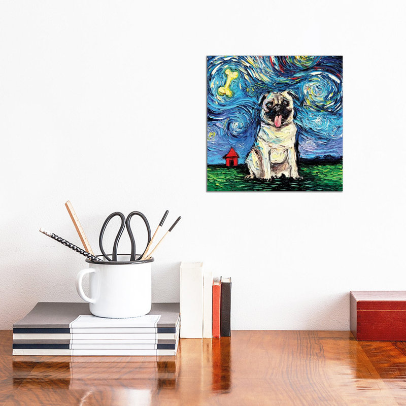 Starry Pug by Aja Trier - Wrapped Canvas Print, 30.48 cm H x 30.48 cm W