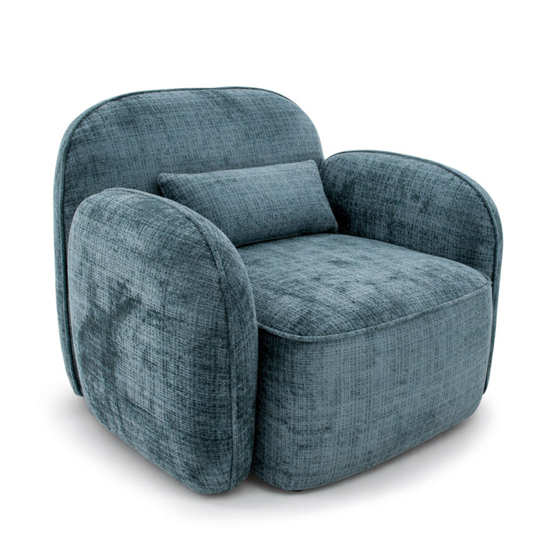 Dallas Swivel Chair, Aegean Blue Green Velvet