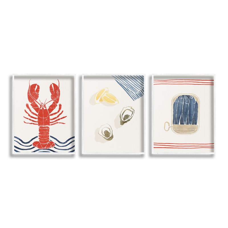 «Abstract Ocean Life» par Yuyu Pont, 3 pièces sur toile, H 14 po x l 11 po, Estampe numérique Farmhouse