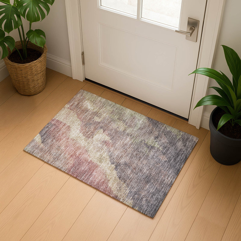 Premium Machine Washable Mundell Abstract Rug, Rectangle 1'8" x 2'6"