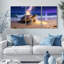 Ensemble de 3 tableaux sur toile représentant une tortue marine sous un ciel étoilé-1209203673